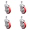 Service Caster 5 Inch Red Polyurethane Swivel 12mm Threaded Stem Caster Set with Brake SCC-TS20S514-PPUB-RED-TLB-M1215-4 - alternate 1